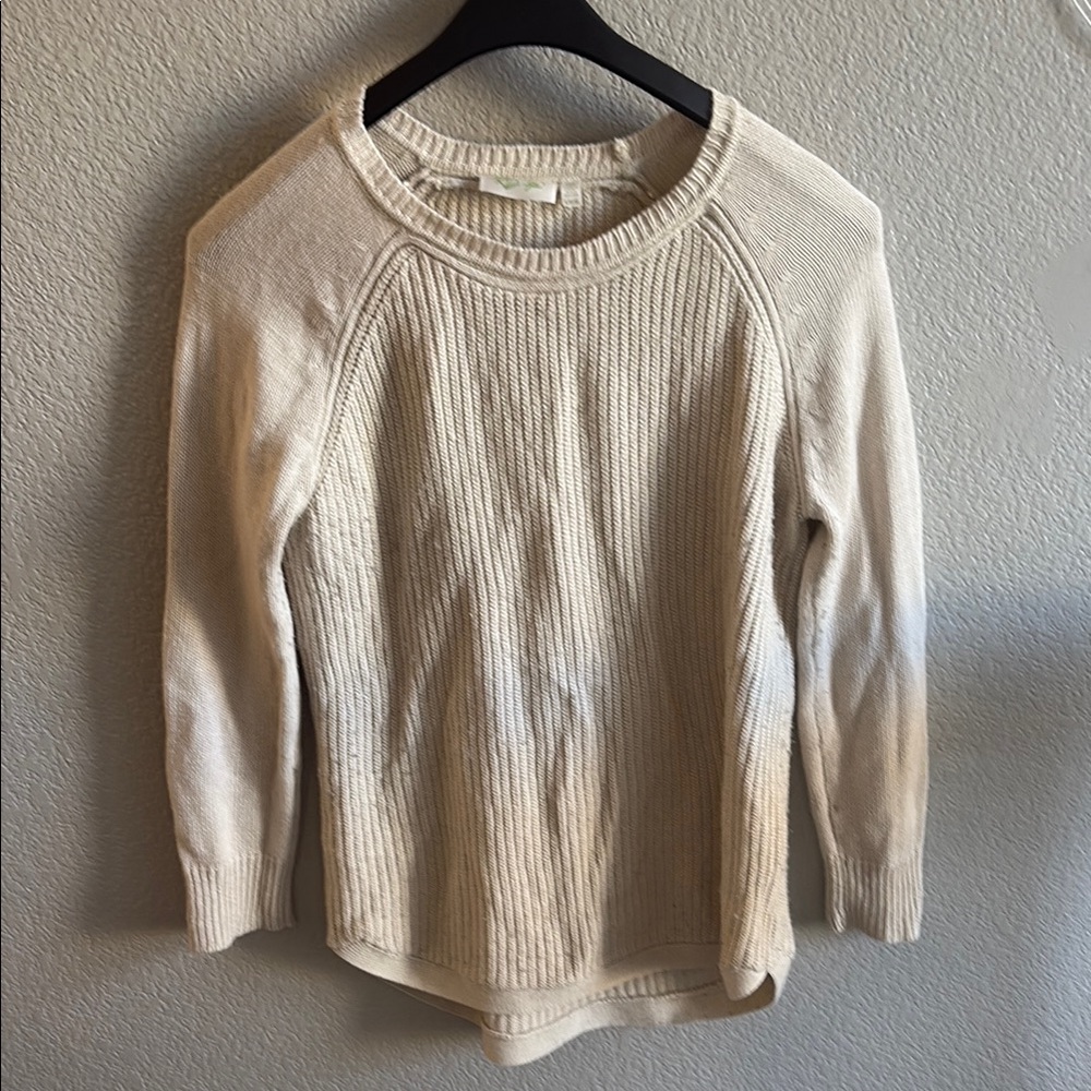 RD Style Cream Crew Neck Sweater with Ribbed Knit